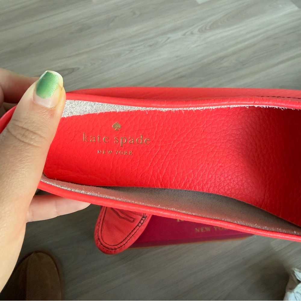 Kate Spade Vibrant Orange Leather Flats - Picture 2 of 6